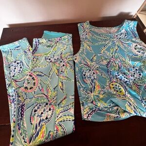Lilly Pulitzer Blue and Pink Luxletic Top.